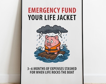 Funny Emergency Fund poster, financial education decor, money management for kids, high school classroom posters, funny teacher gift