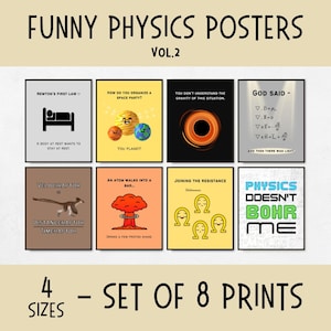 Funny Physics Classroom Decorations, popular science posters for kids, science lab posters, homeschool science decor, physics teacher gifts