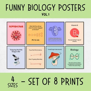Funny Biology Posters for Biology Classroom Decor, popular science posters, biology laboratory decor, biology flashcards, funny biology gift