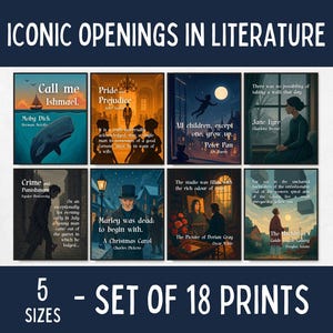 Iconic Openings Lines in Literature, English Posters for Classroom, Grammar Homeschool Display, English Teacher Gift, Language Arts Decor