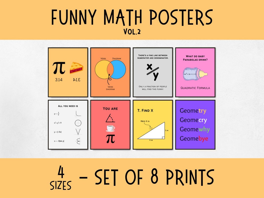 Set of 8 Funny Math Classroom Posters Digital Download, Math Classroom ...