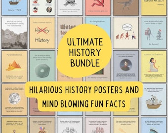 Bundle of History Fun Facts and Funny Posters, World History Classroom Posters, Homeschool History Decorations, History Teacher Gifts