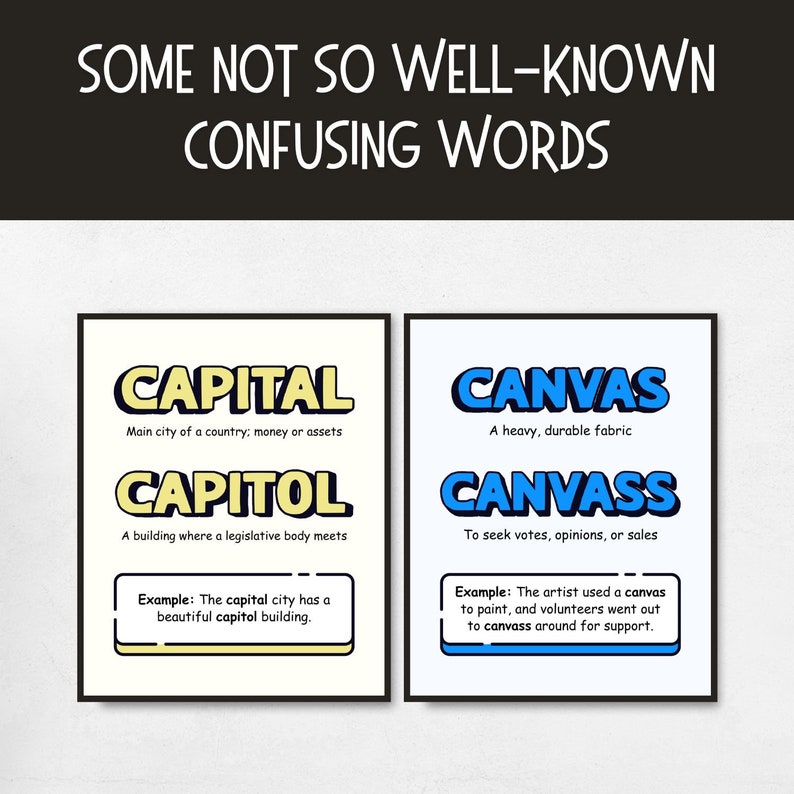 50 Commonly Confused Words Printable Posters for English Classroom ...