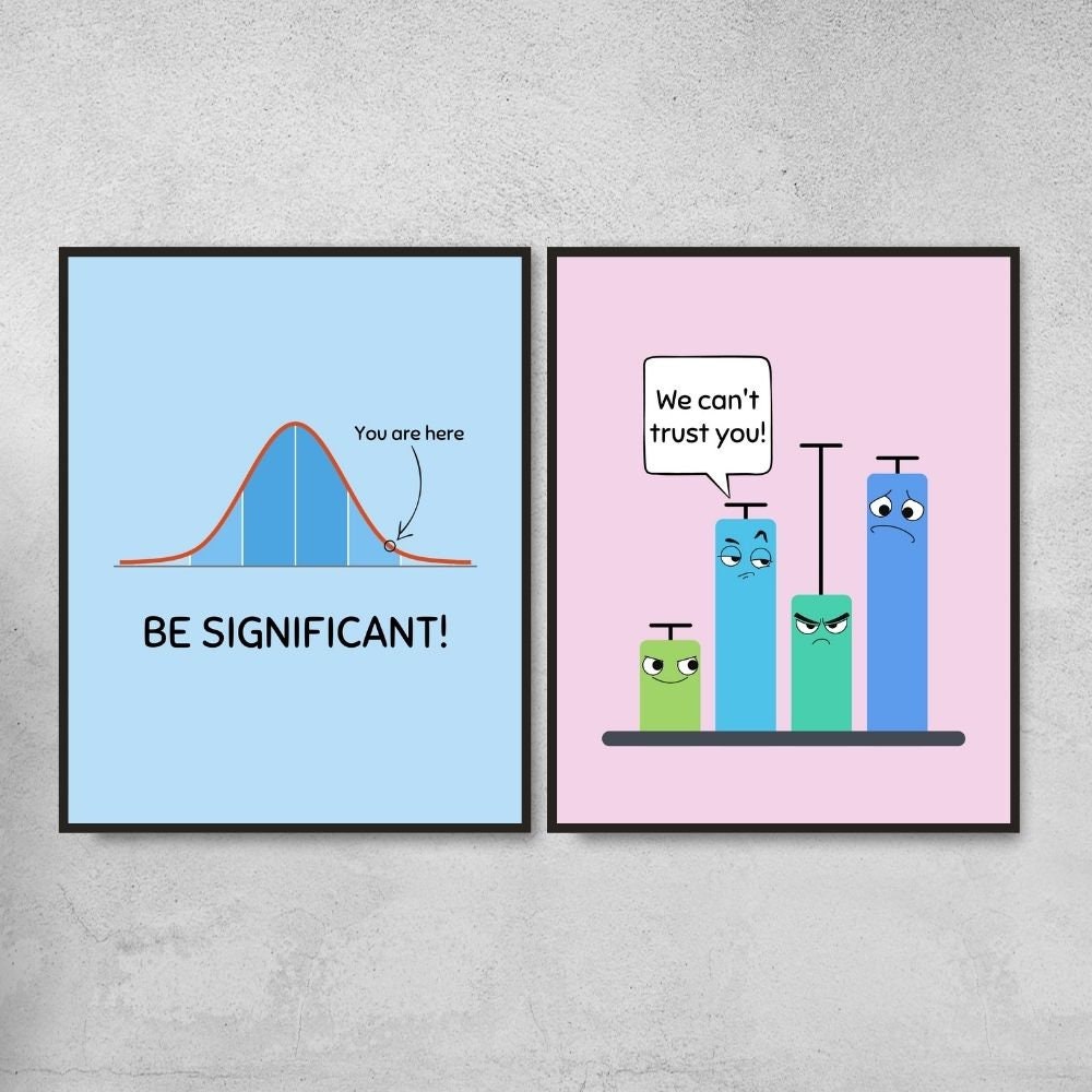 Set of 8 Funny Statistics Puns and Memes Posters Printable Etsy UK
