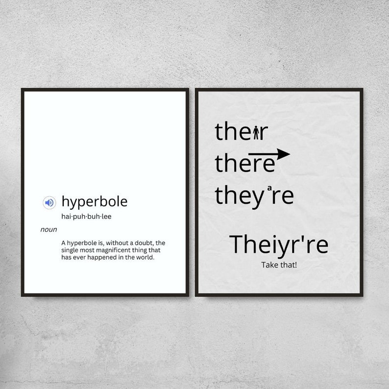 May include: A black and white illustration of a person pointing to the word "there" with an arrow. The words "their", "there", and "they're" are written above the arrow. The words "Theiyr're" and "Take that!" are written below the arrow. The illustration is on a white background.