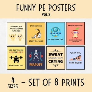 Funny physical education classroom posters, physical education wall office decor, nursery sports decor, PE teacher gifts, home gym posters