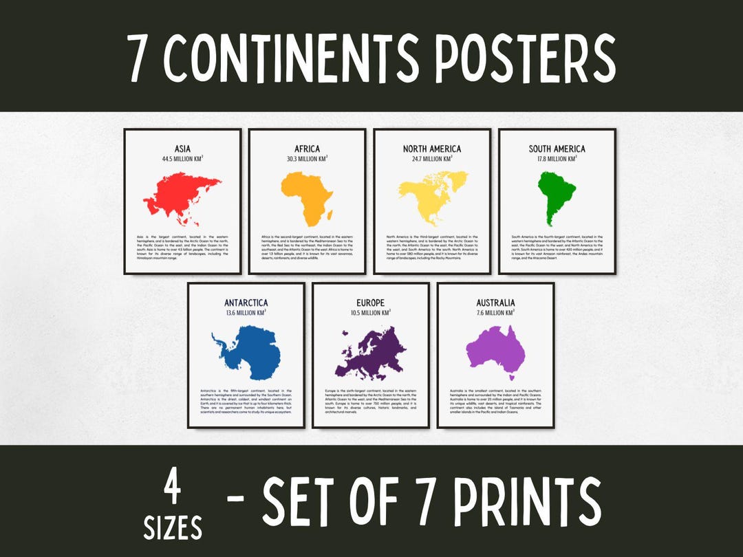 7 Continents Geography Classroom Posters & Flashcards, World Geography ...