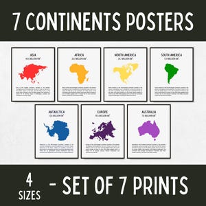 7 Kontinente Poster zum Ausdrucken für Geographie Klassenzimmer, Geographie Karte, Geographie Poster, Geschenk für Erdkunde Lehrer, Kontinent Karte