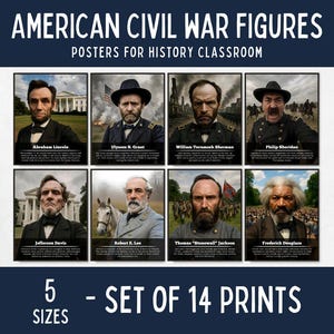 American Civil War Posters, US History Classroom Decor, Middle School History Posters, Civil War History Buff Gift, History Teacher Gift