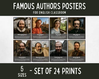 Famous Authors Posters, English Posters for Classroom, Grammar Homeschool Display, English Teacher Gift, English Language Arts Decor