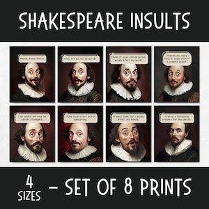 Shakespeare Insults Posters, English Posters for Classroom, Grammar Homeschool Display, English Teacher Gift, English Language Arts Decor