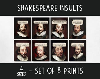 Shakespeare Insults Posters, English Posters for Classroom, Grammar Homeschool Display, English Teacher Gift, English Language Arts Decor