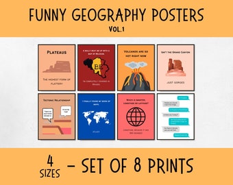 Funny World Geography Classroom Posters, geography classroom display, earth science poster, geography teacher gifts, homeschool geography