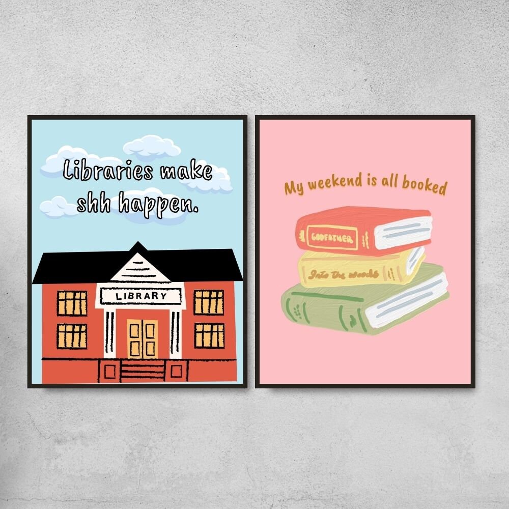 Set of 8 Funny Literary Arts Printable Posters Book Lover Etsy