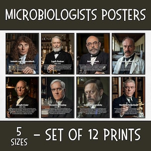 Famous Microbiologists Posters for Classroom Decor, microbiology art for laboratory decor, popular science posters, biology laboratory decor