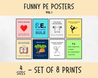 Funny Physical Education Posters, Bulletin Board Decor, High School Physical Education, School Gym Decor, Male PE Teacher Gifts