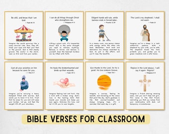 Bible Verse Poster, Catholic Classroom Decor, Christian Homeschool Display, Sunday School Decoration, Bible Poster for Kids