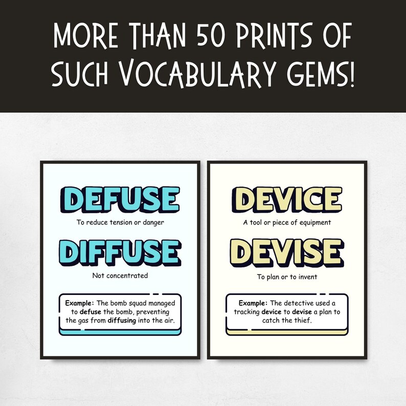 50 Commonly Confused Words Printable Posters for English Classroom ...