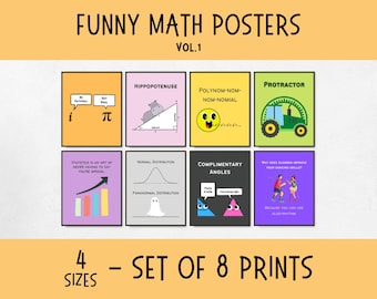 Funny Math Classroom Posters, homeschool math decor, middle school & high school math decor, teacher resources, math teacher gifts