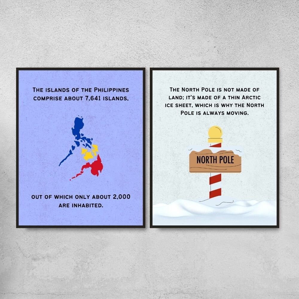 10 Geography Fun Facts Poster Printable Social Studies Etsy UK