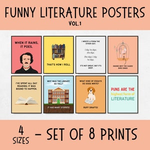 Funny Literature Posters, english classroom posters, reading nook decor, ela classroom decor, library wall art, english teacher gifts