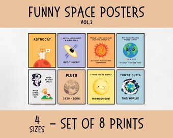 Funny astrophysics posters for classroom decor, physics classroom decorations, outer space party decor, science teacher gifts