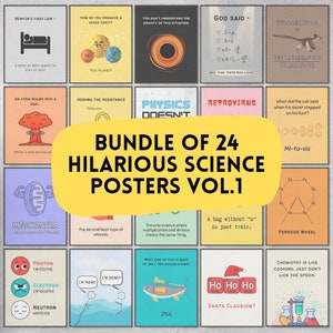 Hilarious bundle for science classroom decor, printable posters for middle & high school, funny science teacher wall art gifts