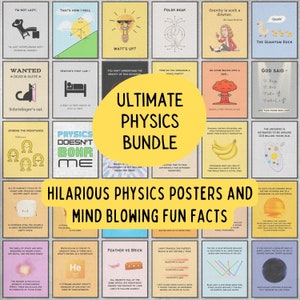 Bundle of Physics Classroom Decorations, popular science posters for kids, physics lab decor, homeschool science decor, physics teacher gift