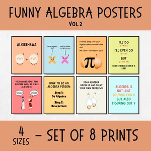 Funny Algebra Posters for Math Classroom Decor, middle school & high school math decor, math teacher gifts, homeschool math decor