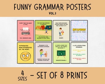 Funny Grammar Posters, English Posters for Classroom, Grammar Homeschool Display, English Teacher Gift, English Language Arts Decor