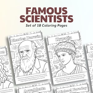 18 Famous Scientists Coloring Pages, science coloring pages, homeschool coloring, coloring pages for kids, educational coloring