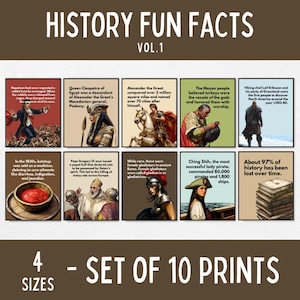 History Fun Facts Posters, History Classroom Decor, middle school & high school history, homeschool history decor, history teacher gift