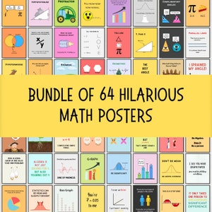 Bundle of 64 Funny Math Classroom Posters, math classroom decor for middle & high school, homeschool room decor, math teacher gifts