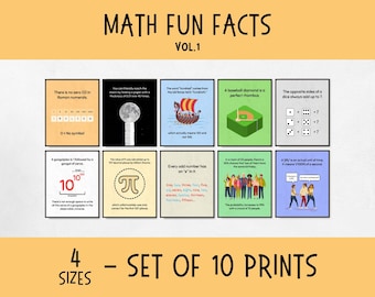 Math Fun Facts Classroom Posters, homeschool math decor, middle school & high school math decor, math bulletin board, math teacher gifts