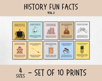 History Fun Facts Posters for History Classroom Decor, homeschool history decor, history buff gifts, history teacher gifts, historian gifts