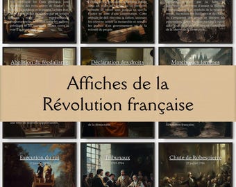 French Revolution Timeline Posters in French, European History Classroom Posters, Homeschool History Decorations, History Teacher Gifts