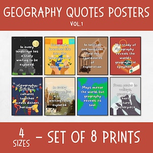 Citas de geografía para la decoración del aula, decoraciones para tablones de anuncios de estudios sociales, carteles de ciencias de la tierra, regalo para profesores de geografía