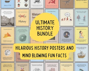 Bundle of World History Classroom Posters, funny history poster, homeschool history decor, history buff gifts, history teacher gifts