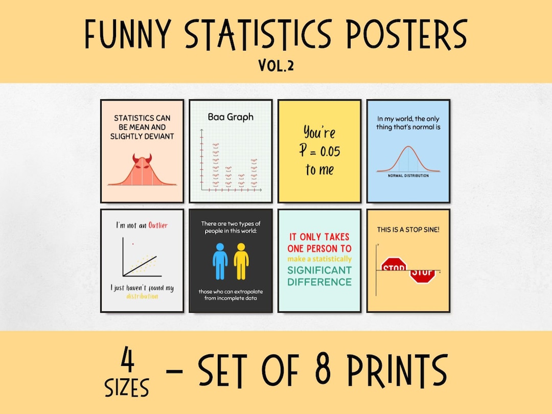 Funny Statistics Puns and Memes Posters Printable, Math Classroom Decor ...