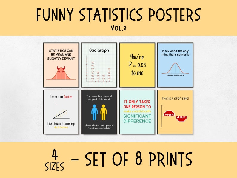 Statistics Poster Set Funny Statistics Posters for Math Classroom Decor, Math Homeschool ...