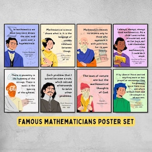 Famous Mathematicians Quotes Classroom Posters, middle school & high school math decor, math teacher resources, math teacher gifts