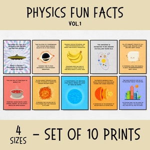 Physik Fun Facts Poster für Klassenzimmer Dekorationen, populäre Wissenschaft Poster für Kinder, homeschool Wissenschaft Dekor, Geschenke für Physiklehrer