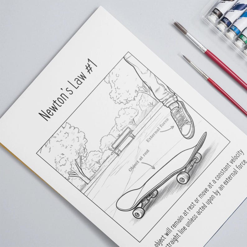 Coloring Pages of Newton's Laws of Motion, Educational Coloring Pages ...