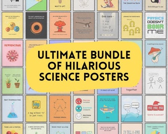 Ultimate bundle of hilarious science classroom decor, printable posters for middle & high school, and funny science teacher wall art gifts