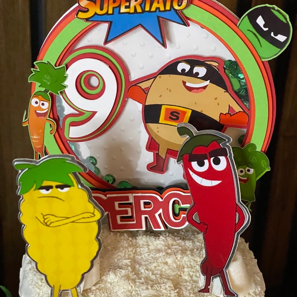 Super-tato personalised Birthday cake topper/cup cake picks