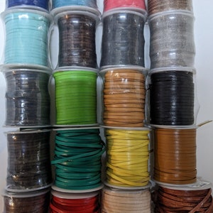 Cordón de cuero plano real - tanga de encaje de cuerda de 3 mm x 1 mm - joyería, fiesta de conciertos