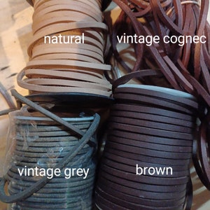 Real Flat Leather Cord - 4mm x 4mm String Lace Thong - For jewellery gigs party.