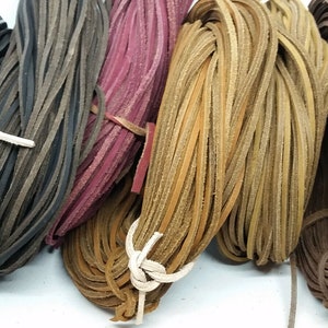 Real Flat Leather Cord - 3mm x 3mm String Lace Thong - For jewellery gigs party.