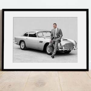 Fine Art photo of Aston Martin db4 | James Bond print | print of Daniel Craig | Fine Art Gallery Frame