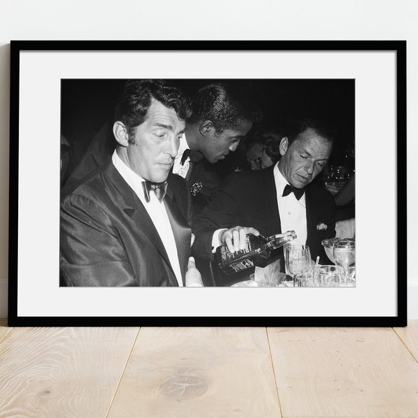 Photo vintage emblématique / Frank Sinatra et Rat Pack Drink Photo Jack Daniel | Impression montée et encadrée